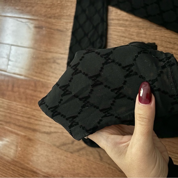 Meshki black monogram longsleeve cropped mesh top - Picture 4 of 4